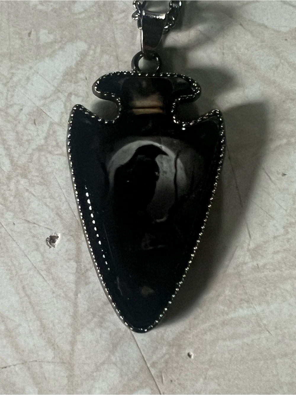 Black Arrowhead Pendant Necklace